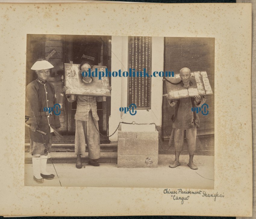 Chinese Punishment Cangue  Shanghai 1870