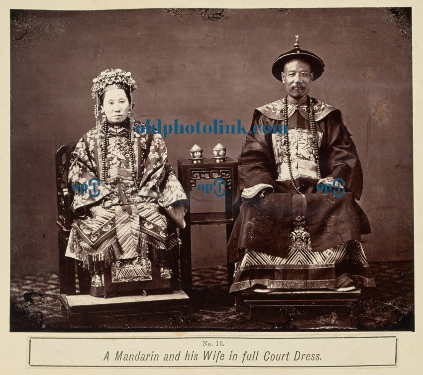 A Mandarin and his Wife in Full Court Dress Canton, China, 1861–1864