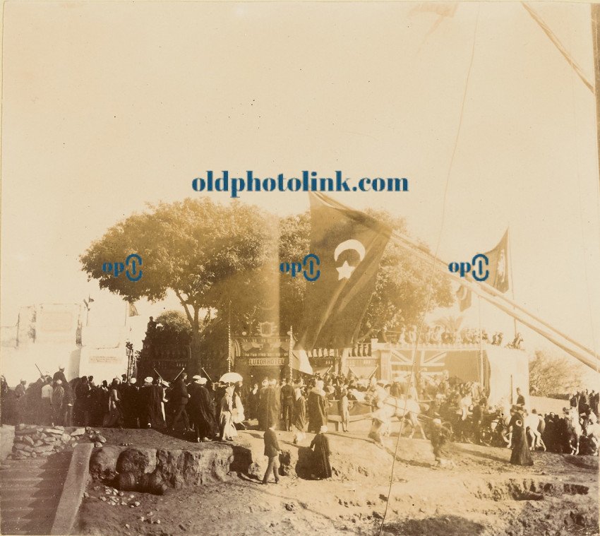 Crowd outside of Luxor Hotel 1877