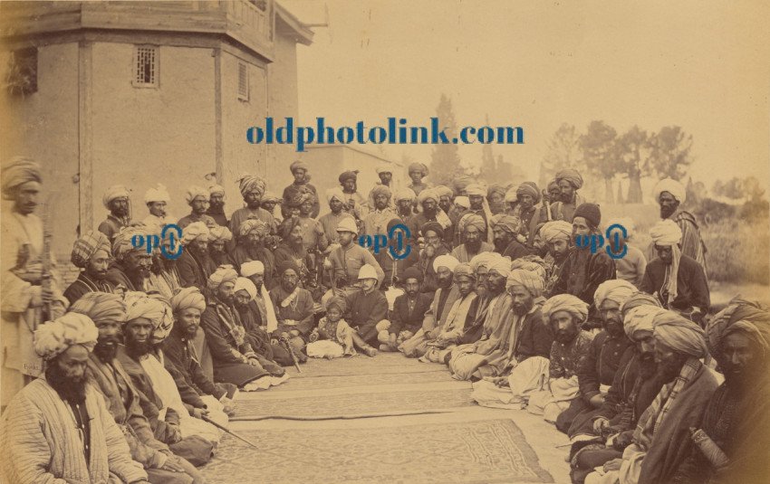 Major Cavagnari, C S I , and Sirdars, Jellalabad, Durbar group 1879
