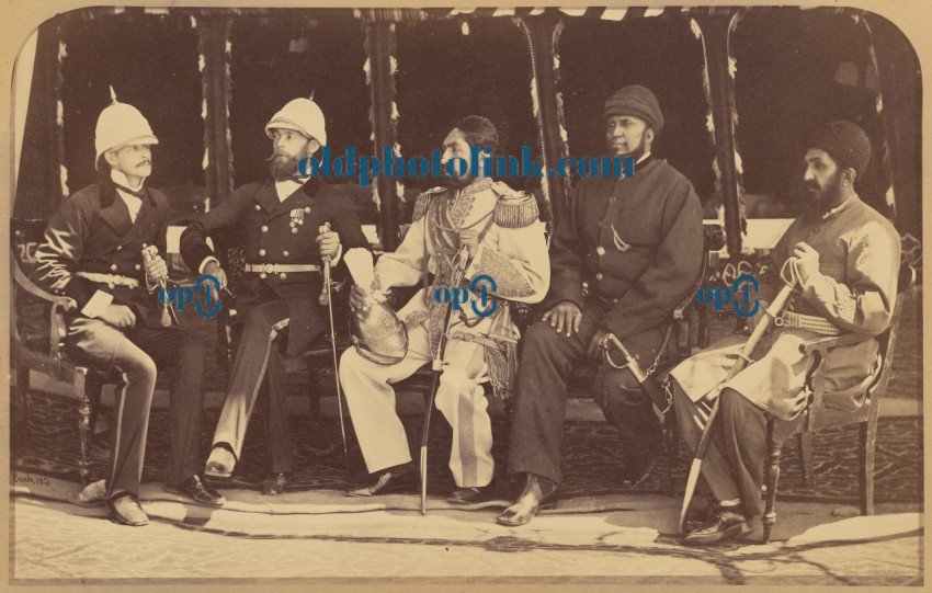 Group, The Amir Yakub Khan, General Daod Shah, Habeebula Moustafi with Major Cavagnari 1879