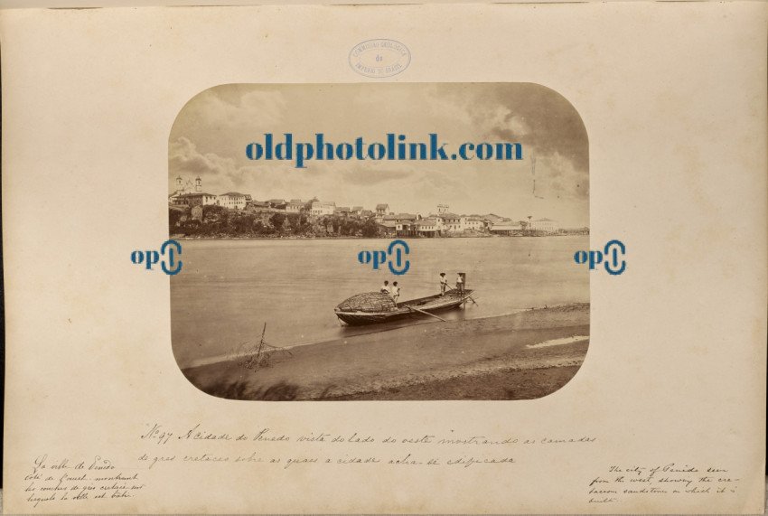 The city of Penedo seen from the west side showing the layers of Cretaceous sandstone on which the city is built 1875