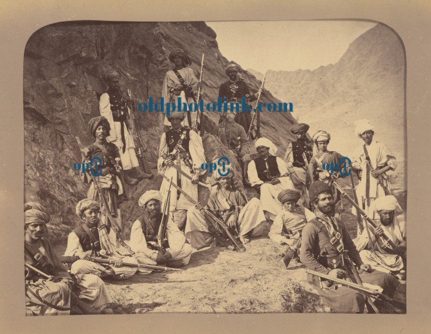 The Khan of Lalpura and followers, with Political officer 1878