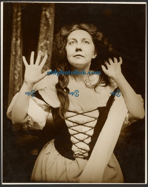 Female Model in Peasant Costume Posed Looking Up 1900